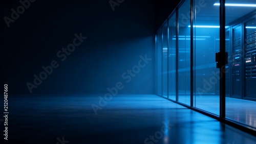 Enterprise security concept with soft blue ambient glass surfaces business