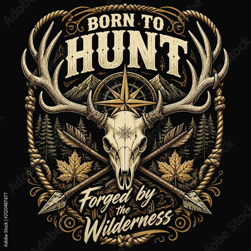 Wild Trails, Fierce Hunts, Endless Adventures Beyond the Mountains, Typography Vector T-shirt Design
