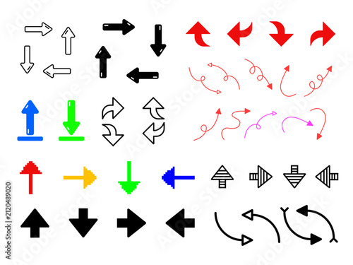 Arrows set of 45  icon Collection hand drawn arrows. Set simple arrows isolated on white background. PNG