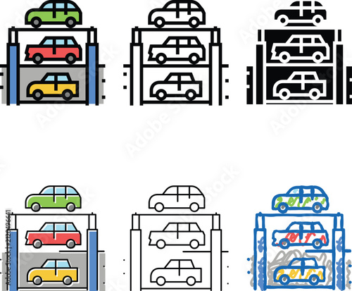 Canvastavla lift styles multilevel equipment parking color icon vector