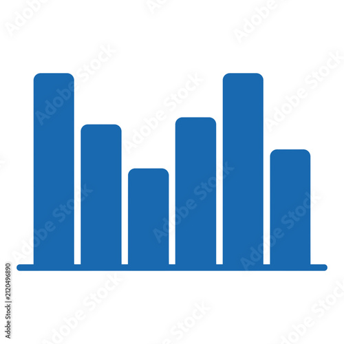 Bright blue vertical bar chart on a... d