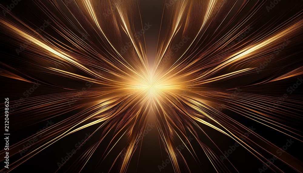 Fototapeta premium Abstract Brown And Gold Energy Burst On Black Background