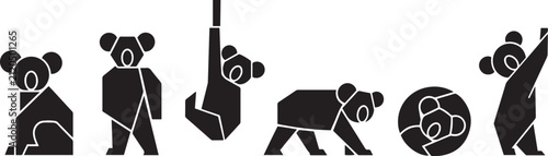 Photography A set of koalas. Hand drawn vector illustration