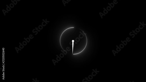 Glowing Neon Clock Icon with Red and Purple Circle on Black Background for Timer Concept animation...