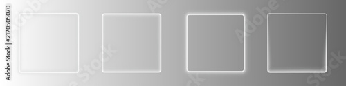 Neon glowing square frame with white led light glow on transparent background featuring bright electric border with empty copy space for modern tech banner vector illustration png