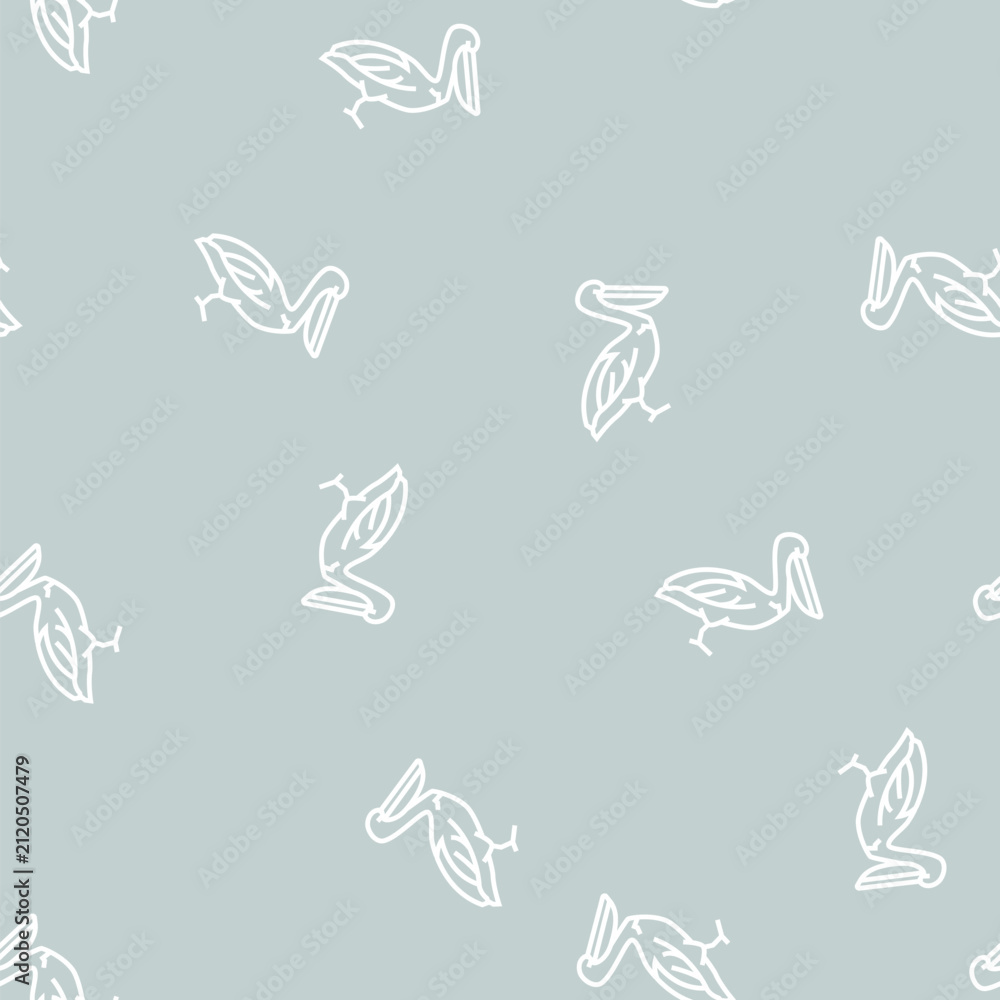 Naklejka premium pelican wild bird vector line seamless pattern pelican wild bird sign illustration