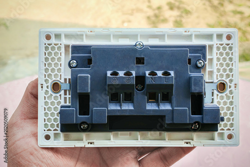 Rear view of 6 pin multi electrical socket wiring terminals