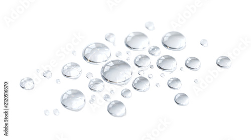 Realistic Water Droplets with Surface Tension Effect for Transparent Liquid Design PNG Isolated on Transparent Background