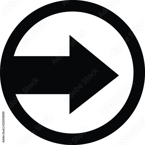 Right pointing direction arrow inside black solid circle icon