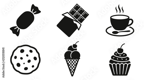 Принти на полотні Sweets And Desserts Collection Black Silhouette candy