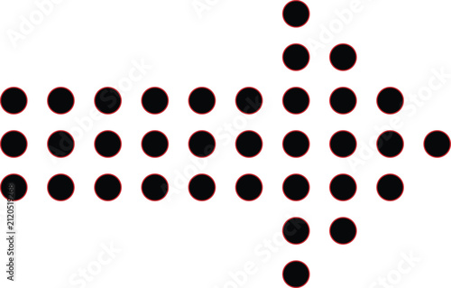 Dotted round points arrow pointing right direction technology icon