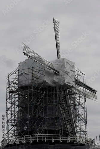 Historical Windmill in Haarlem, The Netherlands