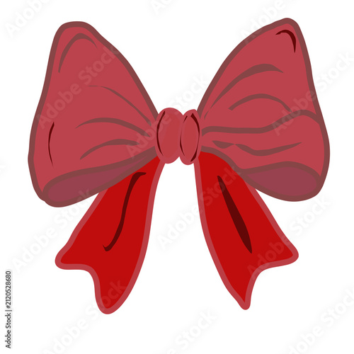 Red ribbon bow isolated on transparent or white background, png