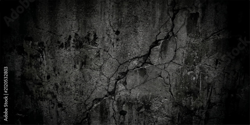 Abstract Charcoal Gray Cracked Wall Background. Weathered concrete texture with bold fractured details and rugged industrial surface. Dark backdrop for urban branding