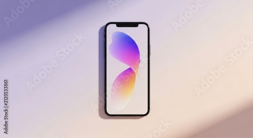 Photo of phone with logo on the screen.