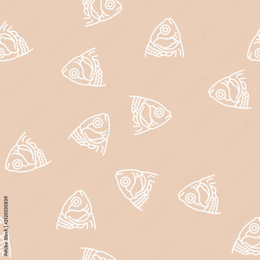 Obraz premium fish animal zoo vector line seamless pattern fish animal zoo sign illustration