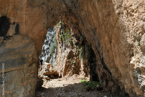 
narrow passage in a gorge, mountain landscape