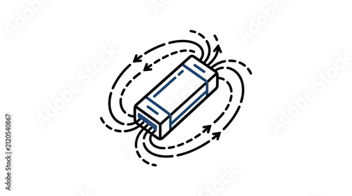Foto Bar Magnet with Magnetic Field Lines Vector Icon