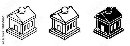 Isometric Building Icons, Bank and Government Architecture Symbols, Vector Set