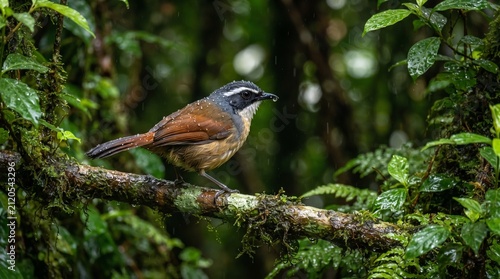 Dark-fronted Babbler (Dumetia atriceps) Foraging in Dense Forest Undergrowth – Endemic Songbird of Sri Lanka