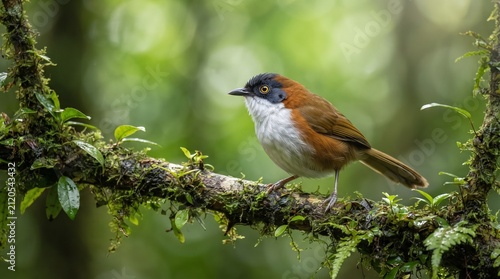 Dark-fronted Babbler (Dumetia atriceps) Foraging in Dense Forest Undergrowth – Endemic Songbird of Sri Lanka