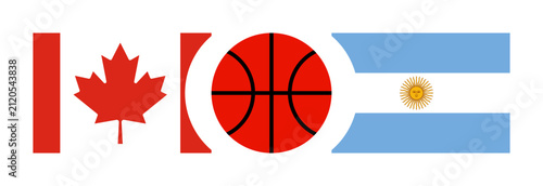 Canada vs Argentina national flags basketball competition banner background