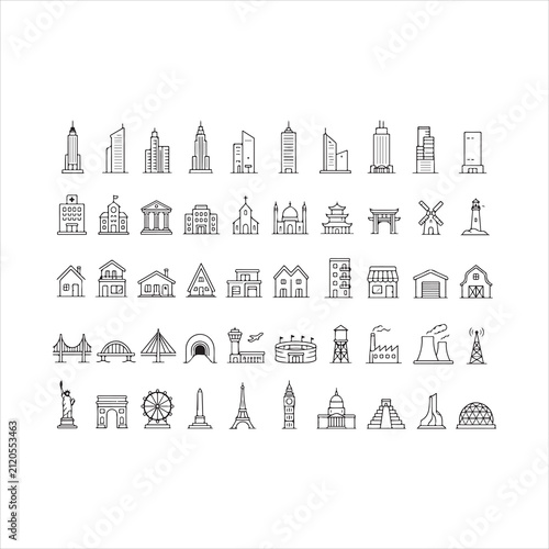 drawings of various buildings