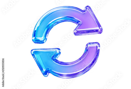 3d render of a glossy blue and purple circular refresh or reload arrow icon, isolated on white background