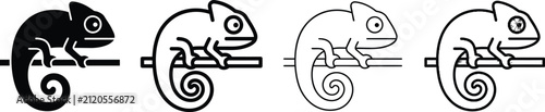 Foto PrintChameleon Animal Icon Set, Exotic Reptile Symbols Vector Pack