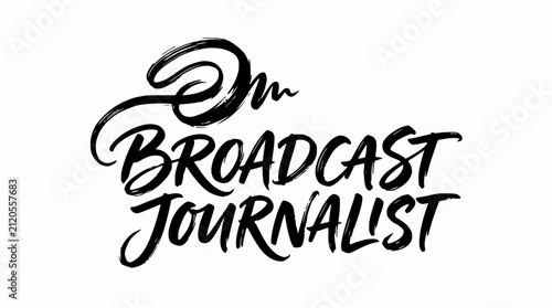 Handwritten Broadcast Journalist script logo.