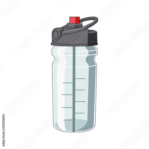Transparente Sportflasche mit Trinkhalm, Messskala und Tragegriff