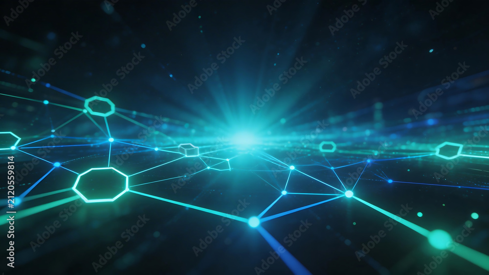 Obraz premium Abstract digital network with glowing nodes
