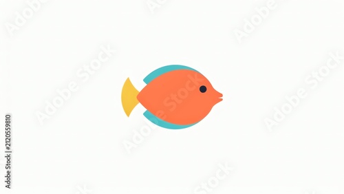 Minimalist colorful fish illustration featuring simple geometric shapes for modern graphic design projects