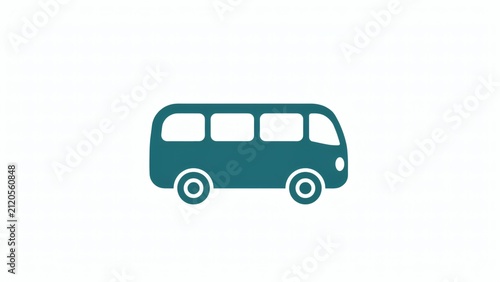 Teal bus icon set with white background for web design with flat design icons white transportation illustration