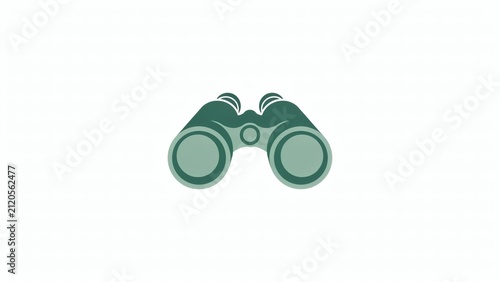Minimalist green binoculars icon representing strategy vision and exploration concepts for modern business graphic design