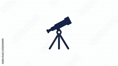Vector telescope icon on white background with tripod with simple blue telescope illustration astronomical