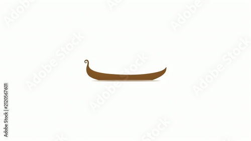 Minimalist brown boat icon isolated on white background with sailing boat simple brown brown color white space