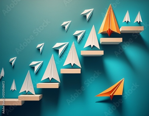 leadership lessons ascending the stairs to achieve success with paper planes
