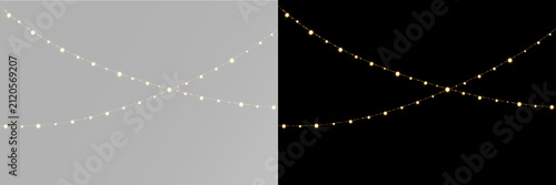 Konstfotografi Outdoor festoon lights with glowing bulbs hanging in elegant curved rows for eve