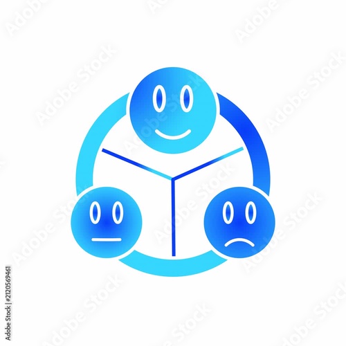 Sentiment Analysis motion illustrator gradient blue for Automation, Artificial Intelligence and Advanced Workflow Integration SaaS Dashboards