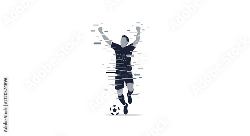 A digital illustration of a soccer player celebrating a goal score