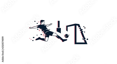 A digital illustration of a soccer player kicking a ball