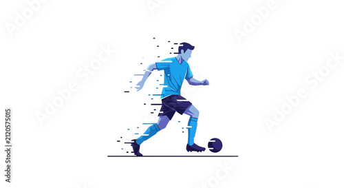 A digital illustration of a soccer player running with a ball