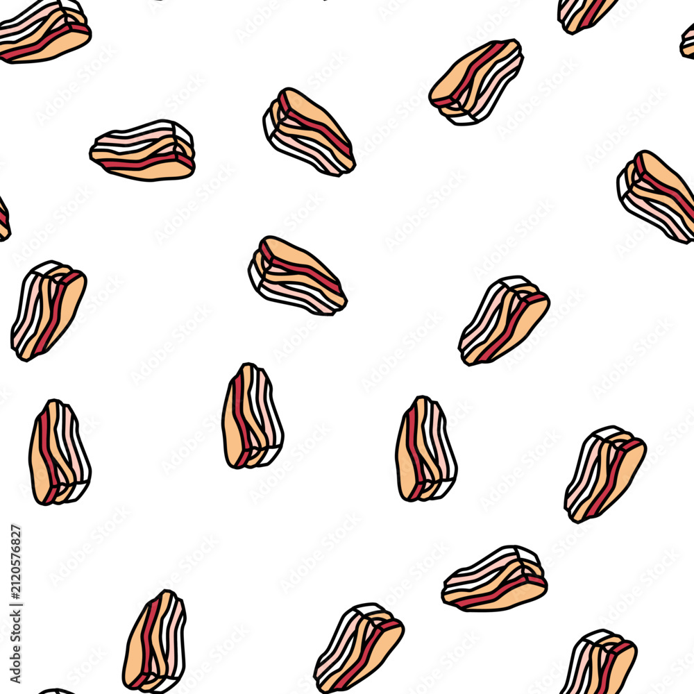 Fototapeta premium bacon beef vector seamless pattern bacon beef sign illustration
