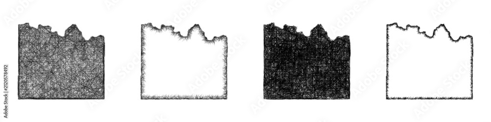 Obraz premium Sketch Lincoln, Washington outline map design set