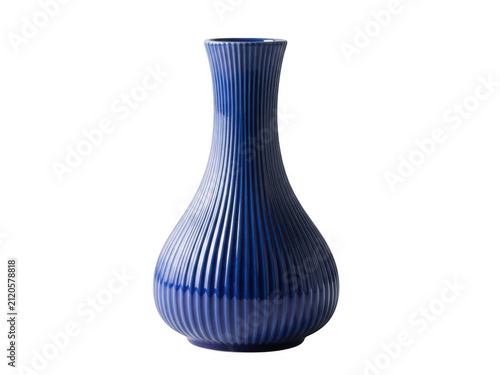 Elegant blue ceramic vase with a modern wavy textured pattern