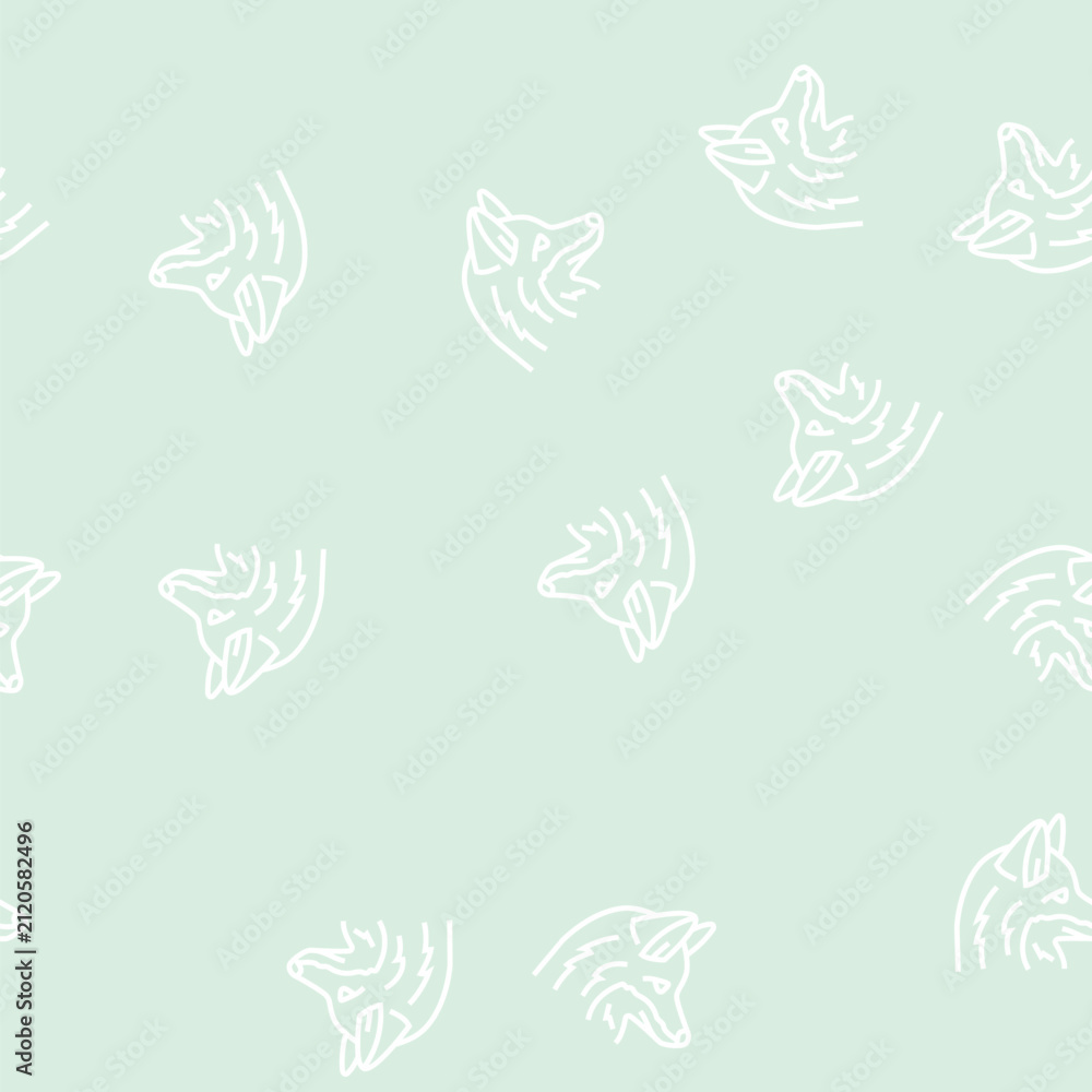 Obraz premium fox animal zoo vector line seamless pattern fox animal zoo sign illustration