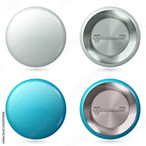Fotografie Set of blank button badges on transparent background