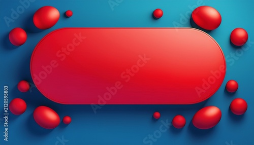 red gradient rectangle and oval shapes on blue background