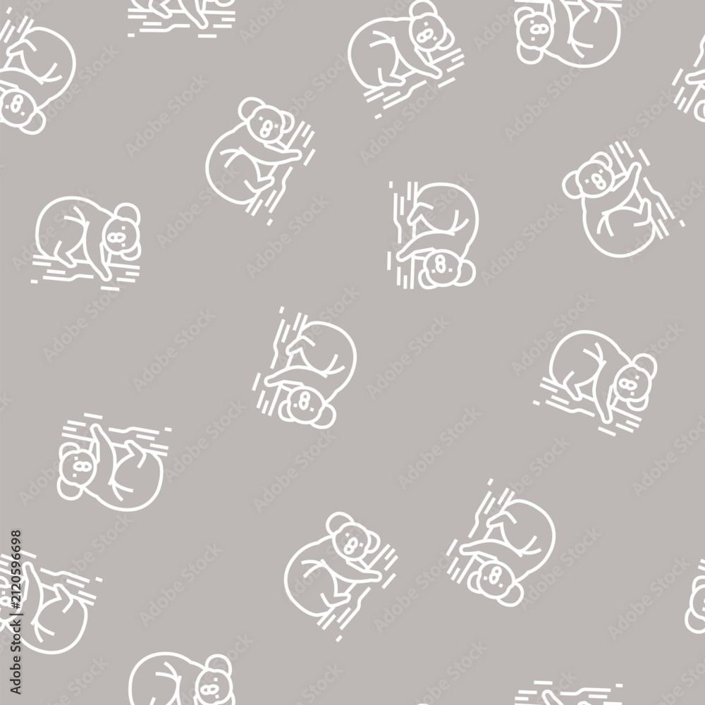 Fototapeta premium koala animal in zoo vector line seamless pattern koala animal in zoo sign illustration